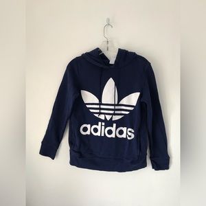 Adidas pullover Hoodie sweatshirt boys youth size XS navy white